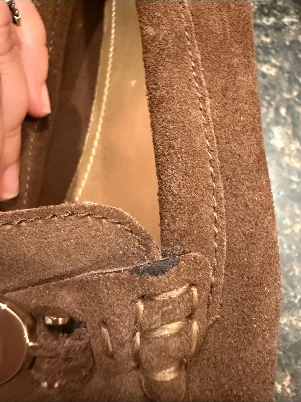 Coach Brown Suede Loafers with Gold Hardware